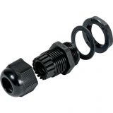 12mm IP68 3.0mm - 6.5mm Dome Top Compression Gland + Washer & Nut Black
